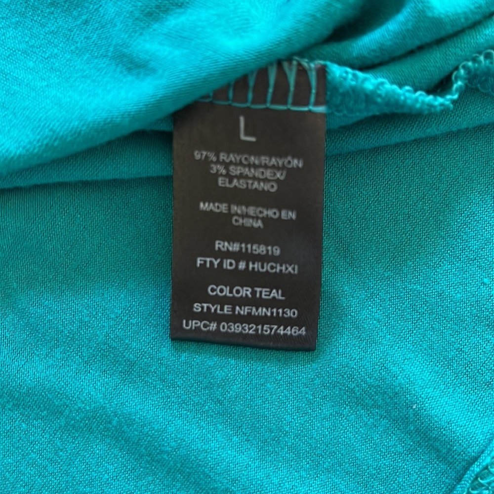Nicole Miller New York Twisted Knot V Neck Plunge Turquoise Top Size Large - Picture 8 of 9